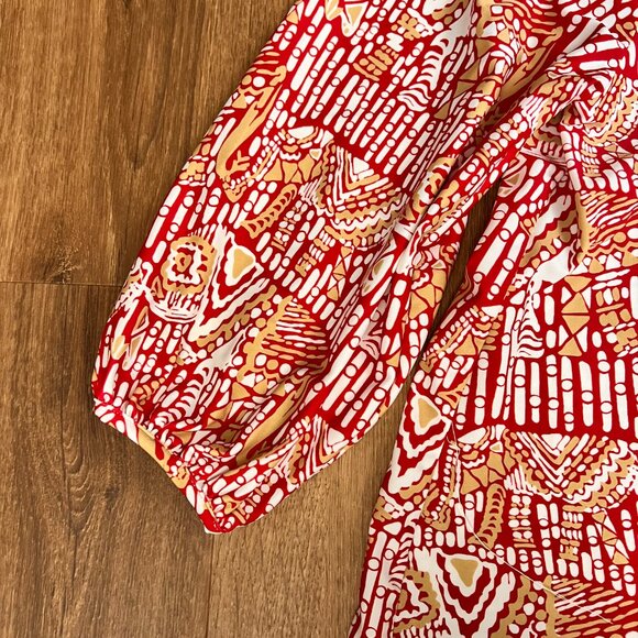 Jude Connally Red Elephant 3/4 Sleeve Tunic Top L - Picture 7 of 11